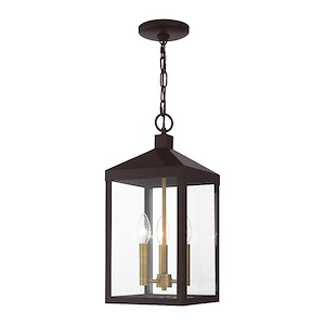 Nyack - 3 Light Outdoor Pendant Lantern in Mid Century Modern Style - 8.25 Inches wide by 18.5 Inches high
