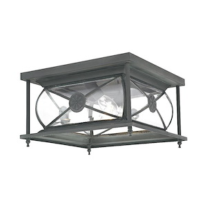 Providence - 2 Light Outdoor Flush Mount in Farmhouse Style - 10 Inches wide by 6 Inches high - 189685