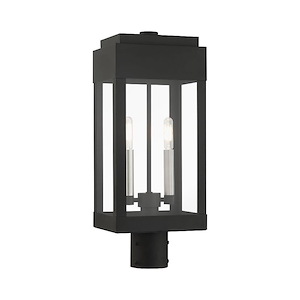 York - 2 Light Outdoor Post Top Lantern in Modern Style - 6.13 Inches wide by 19.75 Inches high