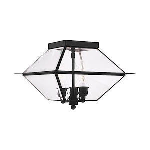 Westover - 3 Light Outdoor Flush Mount Light in Farmhouse Style - 12 Inches wide by 8 Inches high