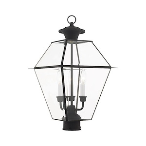 Westover - 3 Light Outdoor Post Top Lantern in Farmhouse Style - 12 Inches wide by 21.5 Inches high