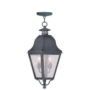 Amwell - 2 Light Outdoor Pendant Lantern in Farmhouse Style - 8.5 Inches wide by 21 Inches high