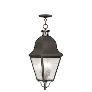 Amwell - 3 Light Outdoor Pendant Lantern in Farmhouse Style - 10.5 Inches wide by 27.5 Inches high