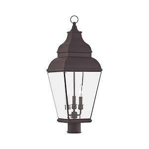 Exeter - 3 Light Outdoor Post Top Lantern in Farmhouse Style - 10 Inches wide by 28.25 Inches high