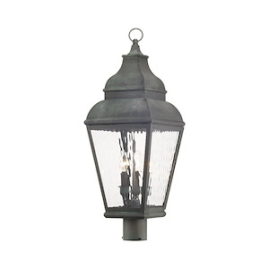 Exeter - 3 Light Outdoor Post Top Lantern in Farmhouse Style - 10 Inches wide by 29.5 Inches high