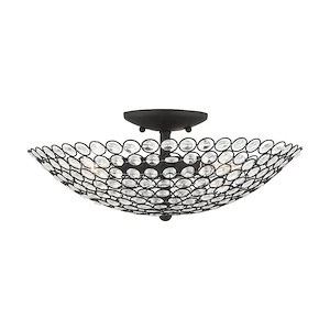 Cassandra - 3 Light Semi-Flush Mount in Glam Style - 16 Inches wide by 6.25 Inches high - 1012035