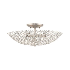 Cassandra - 3 Light Flush Mount in Glam Style - 16 Inches wide by 6.25 Inches high