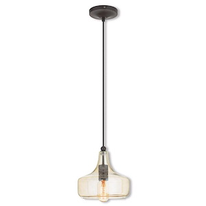 Art Glass - 1 Light Mini Pendant in Coastal Style - 8 Inches wide by 9.5 Inches high