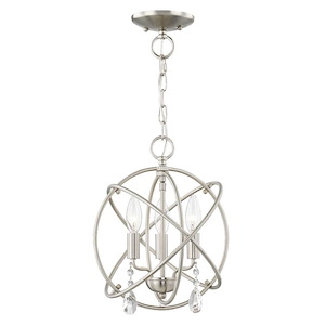 Aria - 3 Light Convertible Mini Chandelier in Glam Style - 12.63 Inches wide by 14.25 Inches high