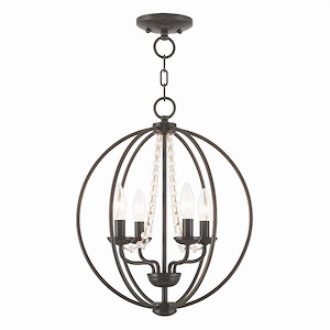 Arabella - 4 Light Globe Convertible Chandelier In Shabby Chic Style-18.5 Inches Tall and 15 Inches Wide