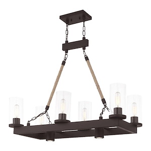 Metuchen - 8 Light Linear Chandelier in Industrial Style - 15 Inches wide by 30 Inches high
