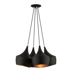 Waldorf - 4 Light Cluster Pendant In Mid Century Modern Style-18 Inches Tall and 23 Inches Wide