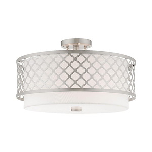 Arabesque - 3 Light Large Semi-Flush Mount In Fretwork Style-10.75 Inches Tall and 18.13 Inches Wide - 614553