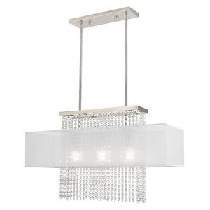 Bella Vista - 3 Light Linear Chandelier in Contemporary Style - 10 Inches wide by 26 Inches high - 735714