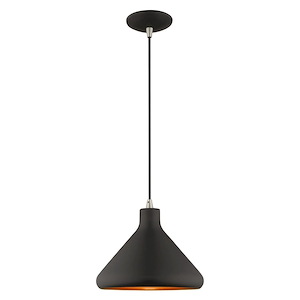 Metal Shade - 1 Light Mini Pendant in Coastal Style - 10.5 Inches wide by 14 Inches high - 831807