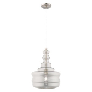 Art Glass - 1 Light Mini Pendant in Coastal Style - 12.63 Inches wide by 19.25 Inches high