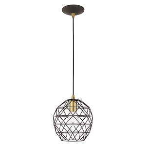 Geometric Shade - One Light Mini Pendant in Industrial Style - 8 Inches wide by 13 Inches high