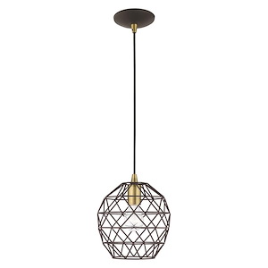 Geometric Shade - One Light Mini Pendant in Industrial Style - 8 Inches wide by 13 Inches high - 831780