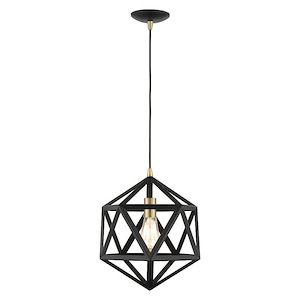 Geometric - 1 Light Pendant in Geometric Style - 13 Inches wide by 21 Inches high - 1012067