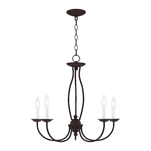 Home Basics - 5 Light Chandelier in Farmhouse Style - 23 Inches wide by 21.5 Inches high