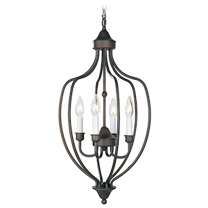 Home Basics - 4 Light Foyer in Farmhouse Style - 13 Inches wide by 26 Inches high