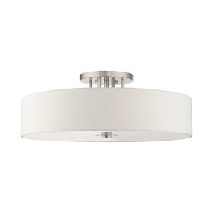 Meridian - 6 Light Semi-Flush Mount in Modern Style - 30 Inches wide by 11.25 Inches high