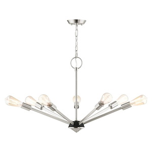 Prague - 7 Light Chandelier in Industrial Style - 29.25 Inches wide by 19.75 Inches high