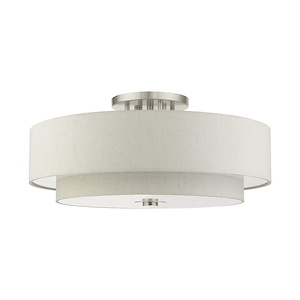 Meridian - 6 Light Semi-Flush Mount in Modern Style - 30 Inches wide by 13.5 Inches high