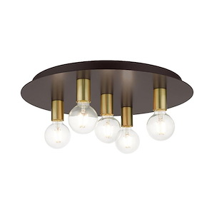 Hillview - 5 Light Flush Mount in Contemporary Style - 20 Inches wide by 3.63 Inches high