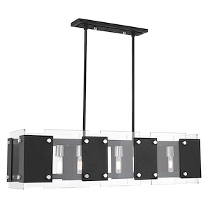 Barcelona - 8 Light Linear Chandelier in Industrial Style - 12 Inches wide by 19 Inches high