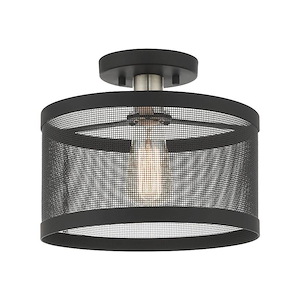 Industro - 1 Light Semi-Flush Mount in Contemporary Style - 11 Inches wide by 9 Inches high