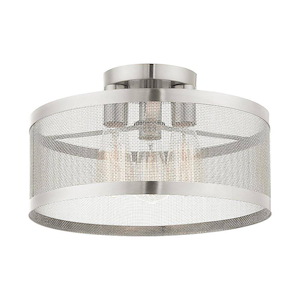 Industro - 3 Light Semi-Flush Mount in Contemporary Style - 15 Inches wide by 9.25 Inches high