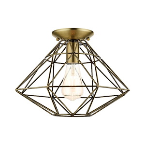 Geometric - 1 Light Flush Mount in Geometric Style - 13.5 Inches wide by 9.5 Inches high