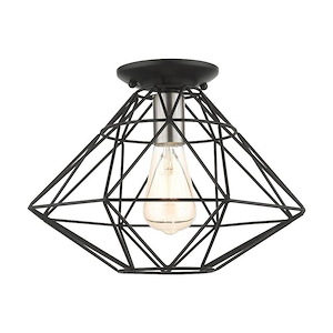 Geometric - 1 Light Flush Mount in Geometric Style - 13.5 Inches wide by 9.5 Inches high - 1012064