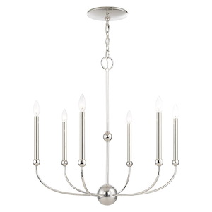 Cortlandt - 6 Light Chandelier in Mid Century Modern Style - 28 Inches wide by 28 Inches high