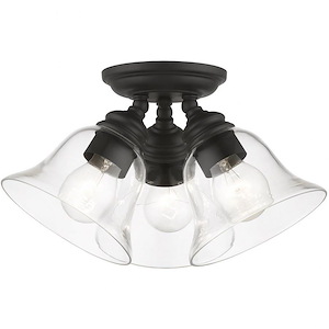 Moreland - 3 Light Large Semi-Flush Mount In Transitional Style-7.5 Inches Tall and 14.5 Inches Wide