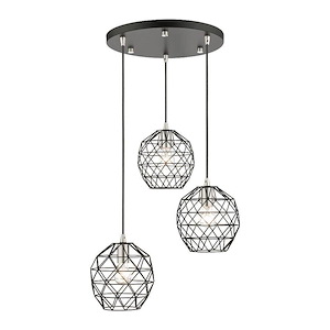 Geometrix - 3 Light Pendant in Geometric Style - 20 Inches wide by 13 Inches high