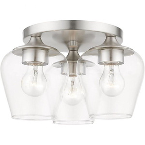 Willow - 3 Light Flush Mount In Transitional Style-7.5 Inches Tall and 13 Inches Wide