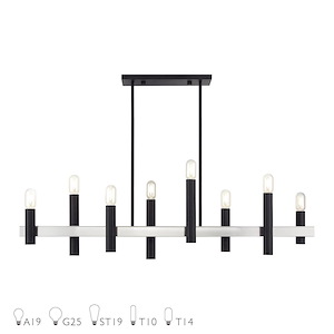 Helsinki - 8 Light Chandelier in Mid Century Modern Style - 10 Inches wide by 24 Inches high
