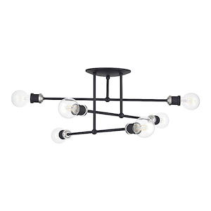 Delacroix - 6 Light Semi-Flush Mount-12 Inches Tall and 28 Inches Wide
