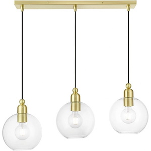 Downtown - 3 Light Sphere Linear Chandelier In Industrial Style-16.25 Inches Tall and 8 Inches Wide - 1219926