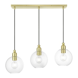 Downtown - 3 Light Sphere Linear Chandelier In Industrial Style-16.25 Inches Tall and 8 Inches Wide