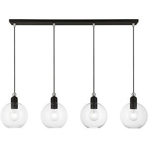 Downtown - 4 Light Sphere Linear Chandelier In Industrial Style-16.25 Inches Tall and 8 Inches Wide