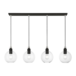 Downtown - 4 Light Sphere Linear Chandelier In Industrial Style-16.25 Inches Tall and 8 Inches Wide