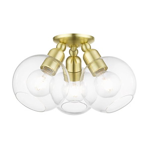 Downtown - 3 Light Sphere Semi-Flush Mount In Industrial Style-9 Inches Tall and 16 Inches Wide - 1220043