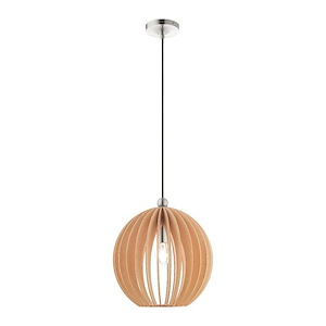 1 Light Pendant in Contemporary Style - 13.25 Inches wide by 16 Inches high