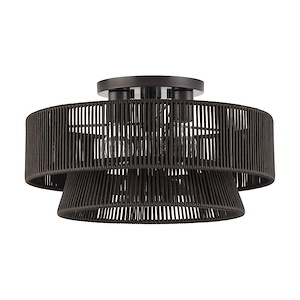 Florell - 3 Light Large Semi-Flush Mount-10 Inch Tall and 18 Inch Wide - 1391792