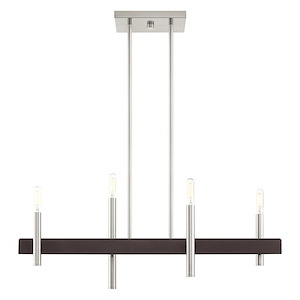 Denmark - 4 Light Chandelier in Mid Century Modern Style - 7.25 Inches wide by 24 Inches high