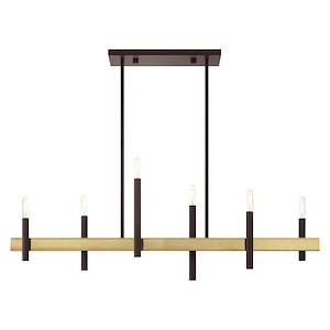 Denmark - 6 Light Chandelier in Mid Century Modern Style - 7.25 Inches wide by 24 Inches high