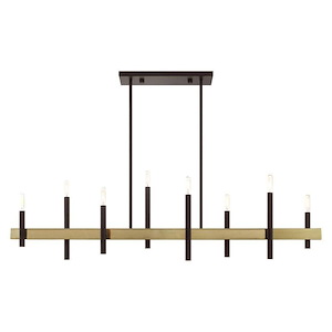Denmark - 8 Light Chandelier in Mid Century Modern Style - 9.25 Inches wide by 24 Inches high